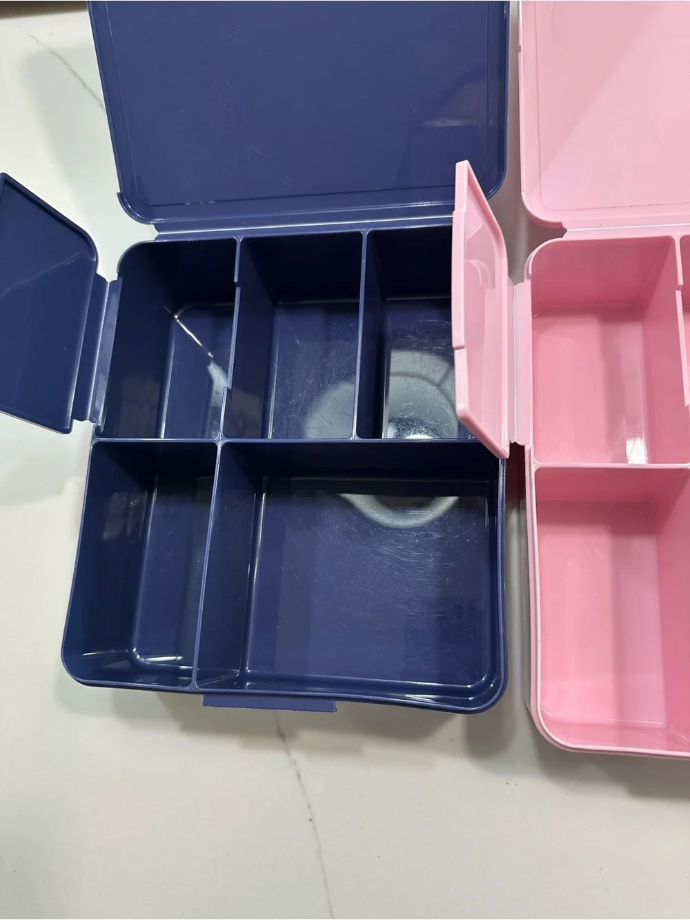 Pottery Barn Kids Lunch Boxes Pink and Navy Bento Back to school set of 2